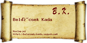 Belácsek Kada névjegykártya